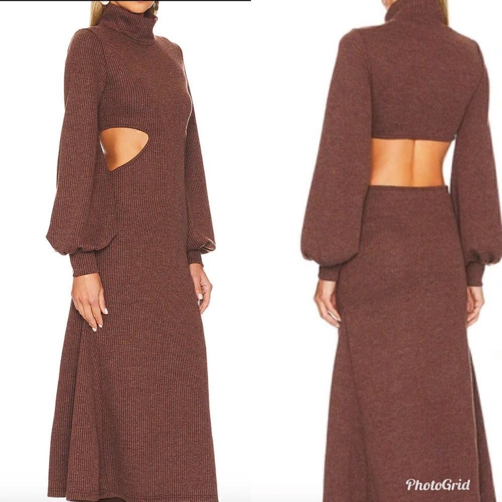 Revolve WeWoreWhat Cocoa Cut Out Sweater Dress